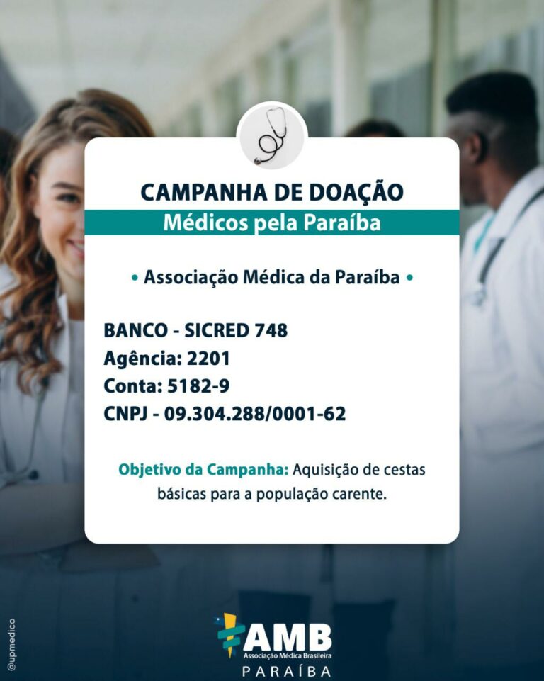 Associação Médica da Paraíba lança campanha para doação de cestas básicas