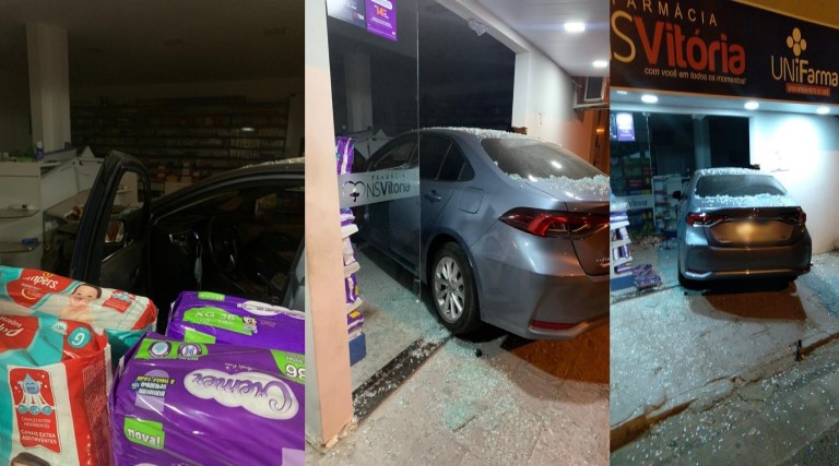 Carro desgovernado bate em poste e árvore antes de entrar em farmácia na noite desta quarta-feira (09) em Patos 1 carro desgovernado bate em poste e arvore antes de entrar em farmacia na noite desta quarta feira 09 em patos