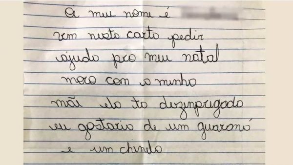 Menina faz carta de Natal pedindo chinelo e guaraná e PMs vão além 2 menina pm carta e1637231722328