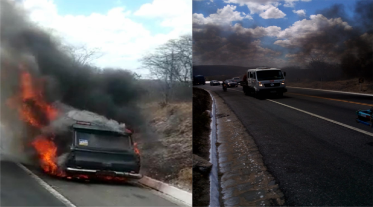 Veículo pega fogo na Serra de Santa Luzia. Vídeo 1 veiculo pega fogo na serra de santa luzia video