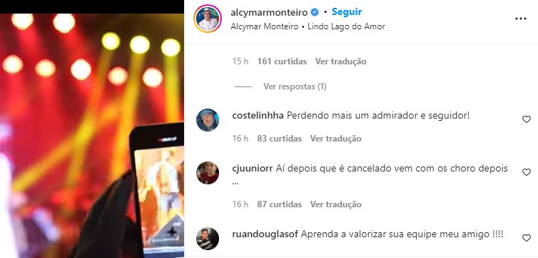 Vídeo: Alcymar Monteiro 'esculhamba' músicos durante show e barraco viraliza nas rede sociais: 'Aqui quem tem que aparecer sou eu’ 2 screenshot 10