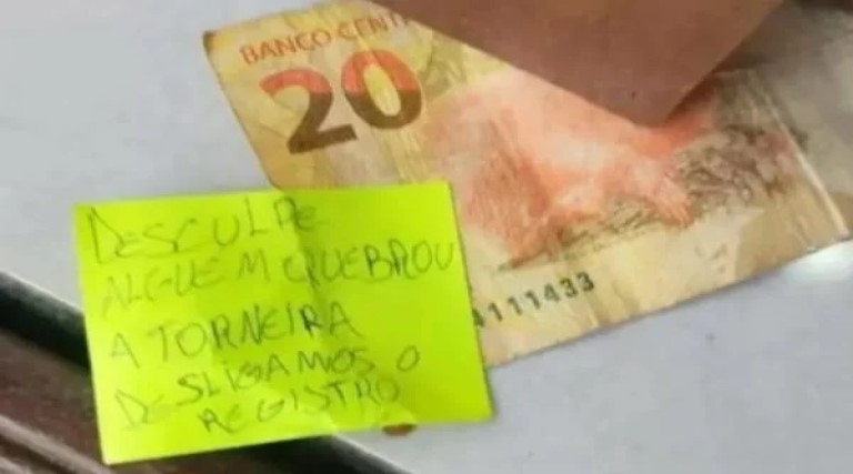 Vendedor é surpreendido com bilhete anônimo e dinheiro para conserto 1 vendedor e surpreendido com bilhete anonimo e dinheiro para conserto
