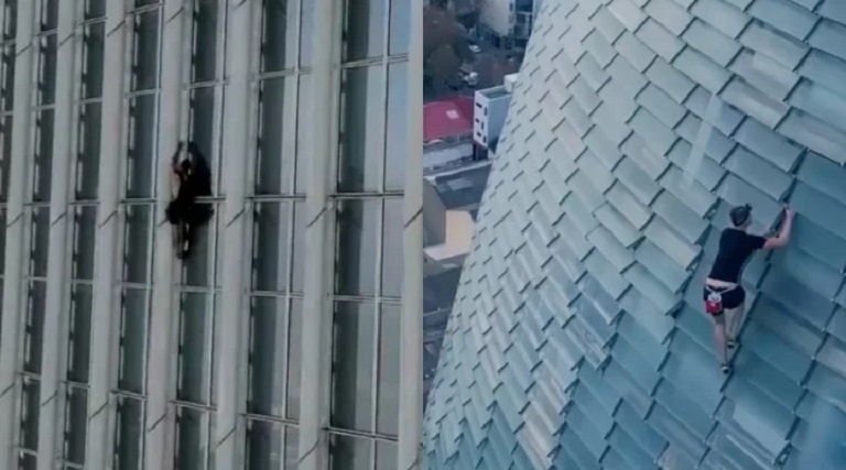 video homem e preso por escalar o 5 maior edificio do mundo sem equipamentos de seguranca