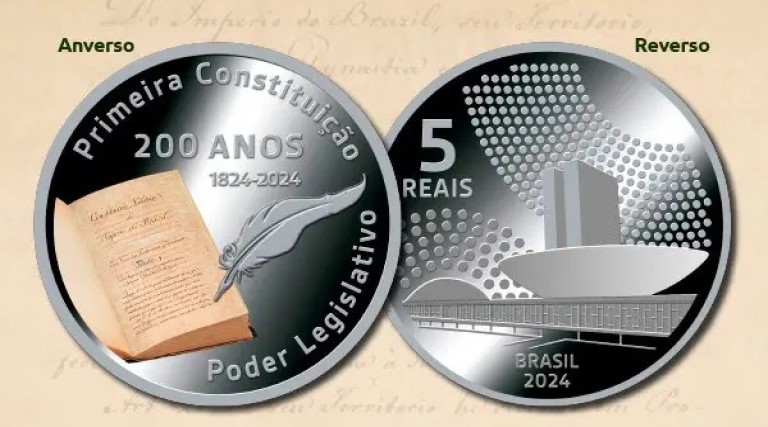 Nova moeda de R 5 celebra 200 anos da constituicao