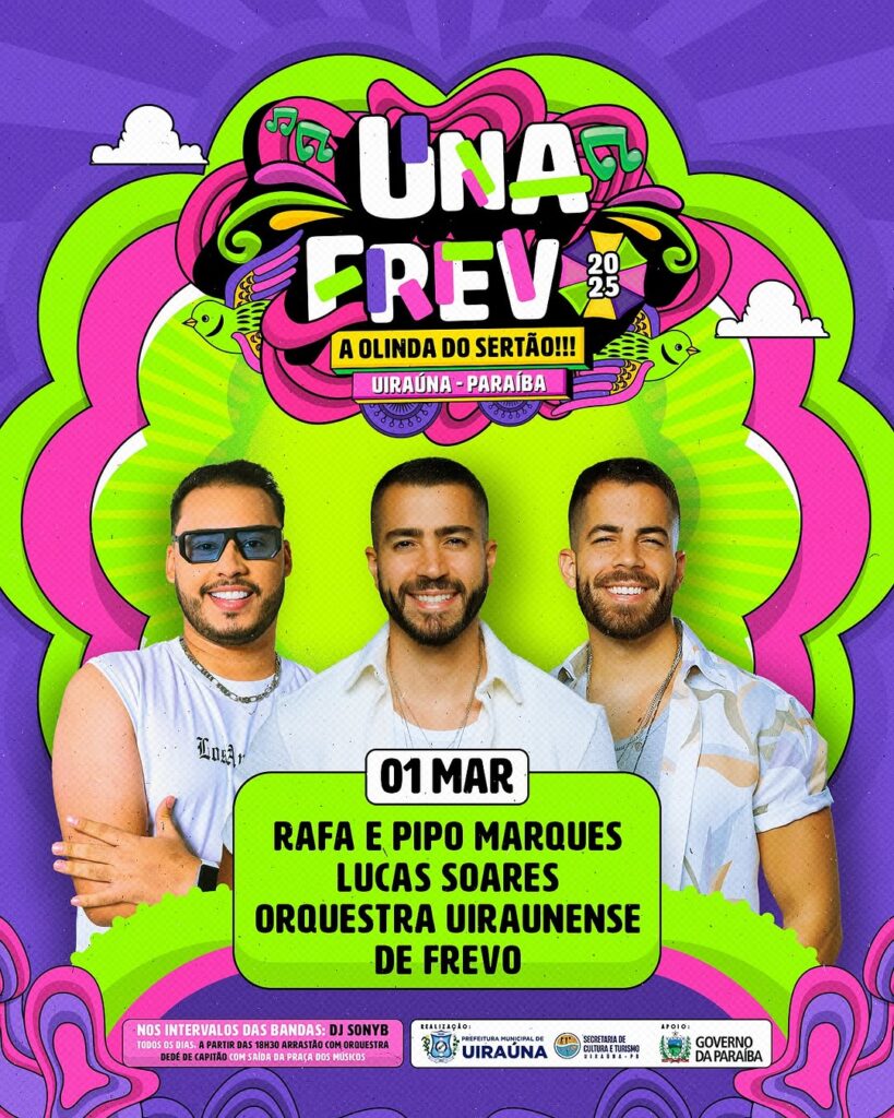 Carnaval Uiraúna 2025: confira as atrações confirmadas 4 3