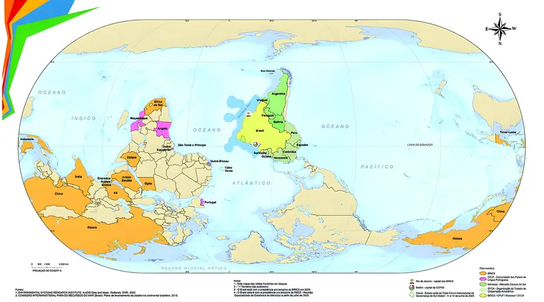 Novo mapa do IBGE coloca Brasil no centro do mundo 1 Novo mapa do IBGE coloca Brasil no centro do mundo
