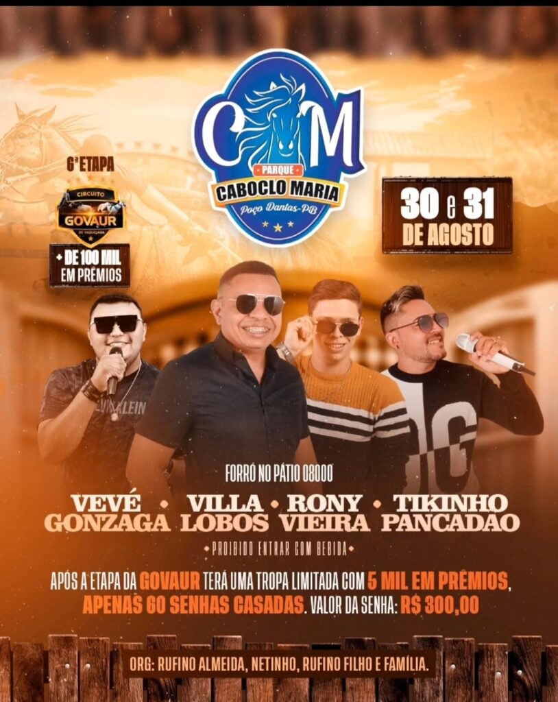 HOJE: Grande Vaquejada no Parque Caboclo Maria em Poço Dantas 2 6° etapa do circuito GOVAUR