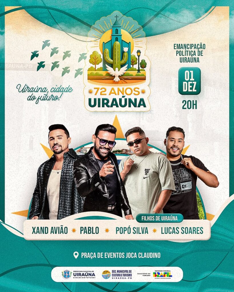 Show em Uiraúna reúne Xand Avião, Pablo, Lucas Soares e Popó Silva 2 🎉💚 Gente eu to com o coracao cheio de alegria e emocaoTa chegando o grande dia da maior fest
