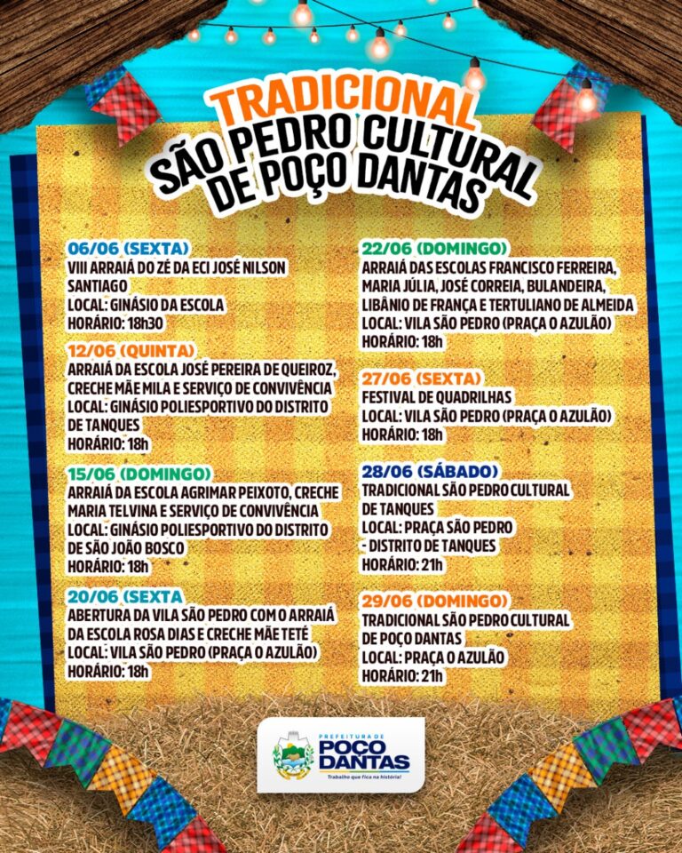Programação do Tradicional São Pedro Cultural de Poço Dantas