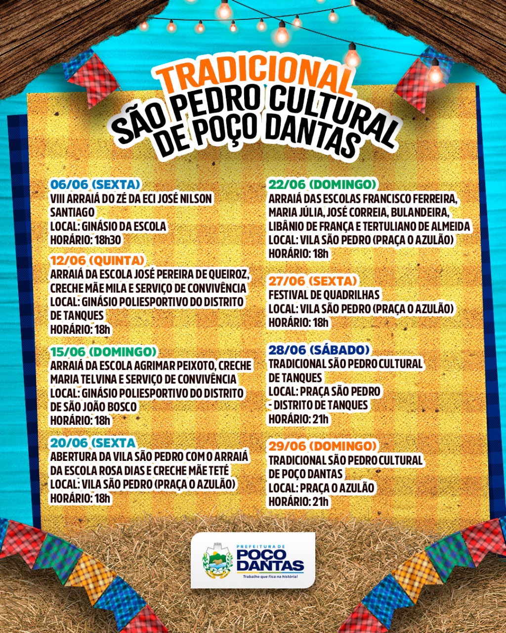 Programação do Tradicional São Pedro Cultural de Poço Dantas