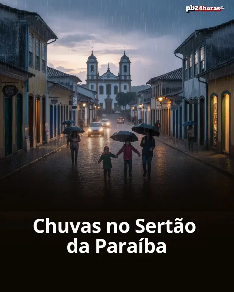 Trinta e seis municípios do Sertão da Paraíba estão em alerta para chuvas intensas e ventos fortes, segundo o Inmet