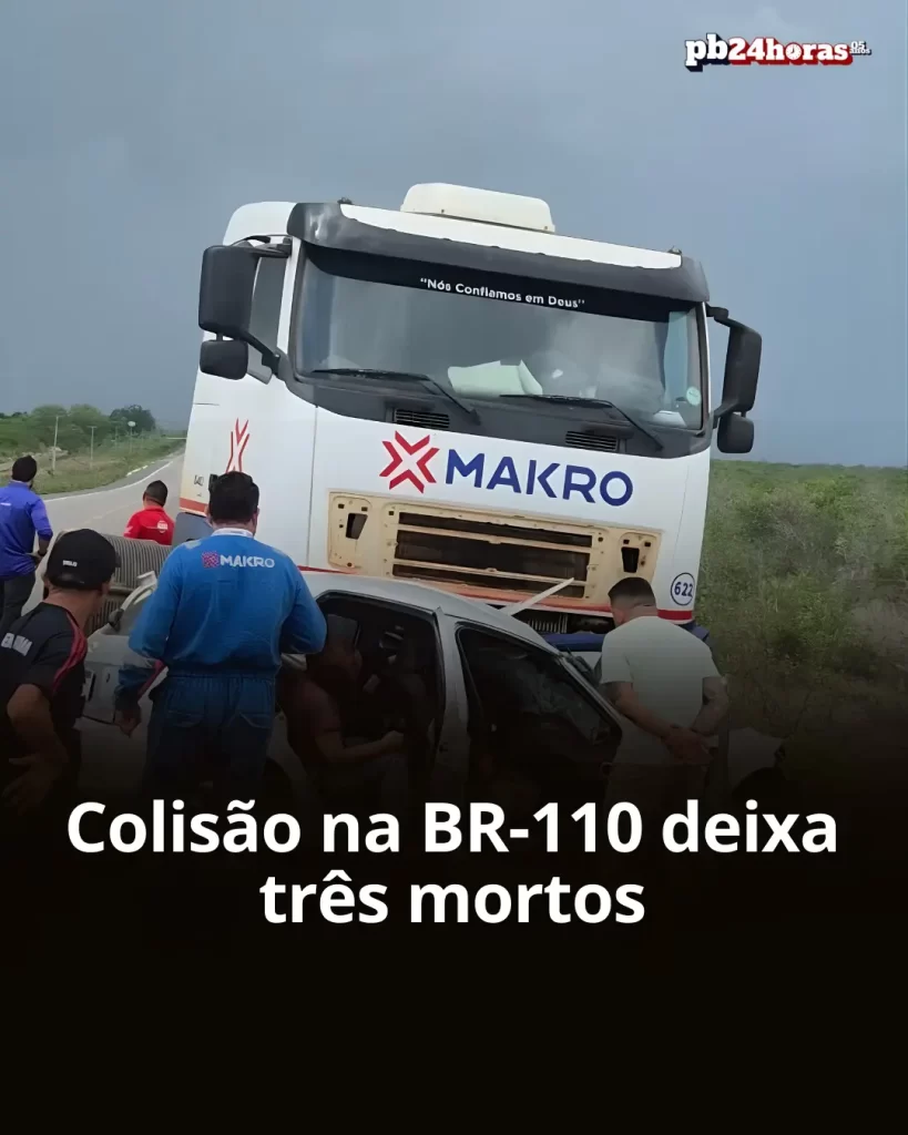 Batida entre carreta e carro deixa 3 vítimas no RN