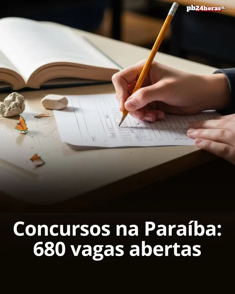 Concursos na Paraíba oferecem 680 vagas com salários de até R$ 14 mil em níveis fundamental, médio, técnico e superior