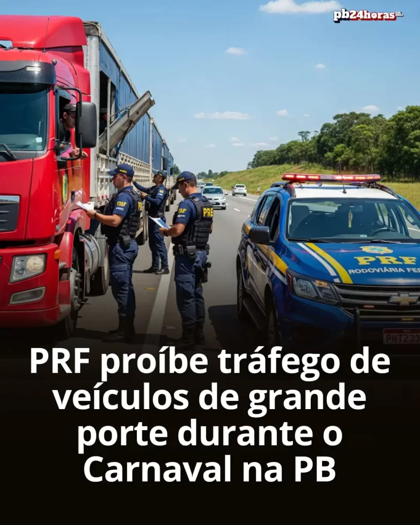 PRF restringe tráfego de veículos longos de carga em rodovias de pista simples na Paraíba durante o Carnaval 2026
