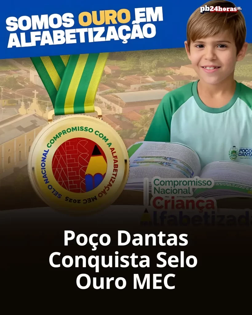 Poço Dantas conquista Selo Ouro de Alfabetização do MEC com estratégias educacionais eficientes