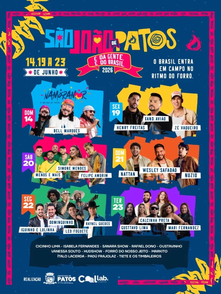 Confira a programação completa do São João de Patos 2026 2 SJ Patos
