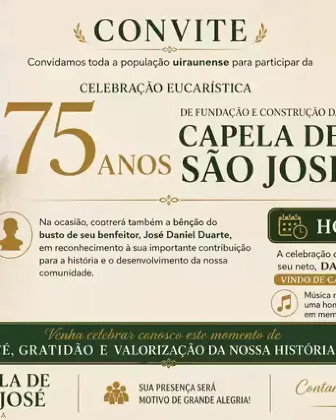 Capela de São José celebra 75 anos com homenagem em Uiraúna